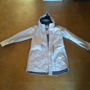 North face rain coat silver large